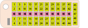 ノーマルシート 60人乗り例（正座席49、補助席11）