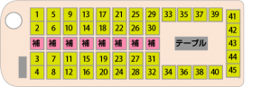 サロンタイプ例（正座席45、補助席8）